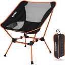 MARCHWAY Ultralight Folding Camping Chair, Heavy Duty Portable Compact for Outdoor Camp, Travel, Beach, Picnic, Festival, Hiking, Lightweight Backpacking (Orange), 19.5D x 20.9W x 26.2H in