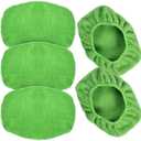eFuncar Microfiber Cleaning Cloth for Windshield Cleaning Tool, Windshield Cleanner Wand Replaceable Glass Cleaning Bonnets, Interior Auto Window Cleaner Washing Pads, Fit 5”, Green, 5 Pack