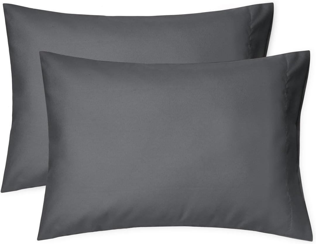 EXQ Home Toddler Pillowcases 13x18 Travel Pillow Case Set of 2, Small Pillow Case Fits Baby Pillow Sized 12x16, 13x18, Kids Pillowcases 2 Pack Machine Washable with Envelope Closure (Dark Grey)