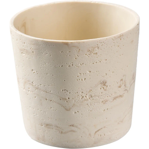 Ekirlin 7 Inch Natural Travertine Textures Plant Pot, Resin Outdoor Planter with Drainage Hole, Removable Rubber Stopper and Non-Slip Soft Pad,Weatherproof Decorative Pot for Indoor/Garden Plants