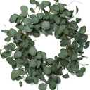 idyllic Eucalyptus Leaves Wreath Metal Polyester Fabric Paper Round Green Wreath 22 Inches for The Front Door Decor