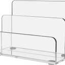 2 Section Clear Acrylic File Holder Desk Mail Organizer Envelope Letter Holder File Document Sorter Organizer Desktop Book Storage Stand Table Top Magazine Display Holder