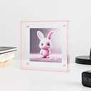 Acrylic 6x6 5x5 4x4 3x3 Floating Picture Frame Modern Desktop Display Photo Frame (Pink)