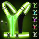 LED Reflective Running Vest, 5 Colors Light Up Running Vest,Rechargeable Running Gear for Men & Women (Green)