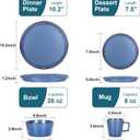 Plates and Bowls Sets, 16 Pieces Dinnerware Sets, Service For 4, Blue