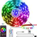 QZYL LED Lights for Bedroom, 25FT RGB LED Strip Lights with 44 Keys IR Remote, Smart LED Light Strip with Adhesive Backing Adjustable Brightness App Control for Bedroom Party Decoration