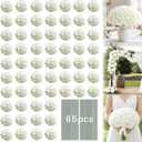 White Hydrangea Artificial Flowers Bulk, 65Pcs Faux Hydrangea Flowers, Silk Hydrangea Flowers with Detachable Stems for Wedding Centerpieces, Home Decor and Party Decorations
