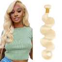 #613 Human Hair Bundles Body Wave 1 Bundle Blonde 16 Inch Color 613 Bundles Human Hair Extension 100g Single Bundle Double Weft Unprocessed Brazilian Virgin Hair