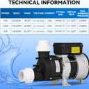 Mxmoonant SPA Pump, 1.5HP 110V Hot Tub SPA Circulation Pumps, Bathtub Pump Motor for Water Circulation 1.5" Plumbing (US Plug)