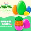 Jumlys 30 Pack Prefilled Easter Eggs with Toys, Mix 4 Sizes Surprise Plastic Easter Eggs with Toys Inside, Perfect for Easter Egg Hunt , Basket Stuffers and Party Favors