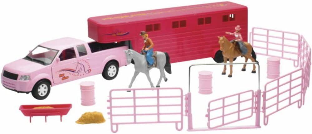 Valley Ranch Pink Pick Up Truck and Horse Trailer Playset