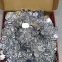 6ft Collapsible Artificial Christmas Tree, Silver Pop Up Christmas Tinsel Tree, Shiny Colorful Circle Sequin Pencil Xmas Tree for Holiday Party Decorations Indoor Outdoor, with Bottom Stand (Sliver)