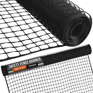 Houseables Plastic Fence, Plastic Mesh Fence, Mesh Fencing, Deer Netting, Cat Netting, Temporary, Balcony, Pets, Garden, Chicken, Poultry, Dogs, Construction, Yard, Protection, Black, 4 x 50 Feet Roll