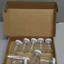 TranRantic 8 Pcs Glass Shot Bottles with Caps, 2 oz Reusable Mini Juice Ginger Shot Bottles, Wide Mouth Small Glass Jars with Lids, Small Bottle with Labels for Oils, Sauce (White Lid)