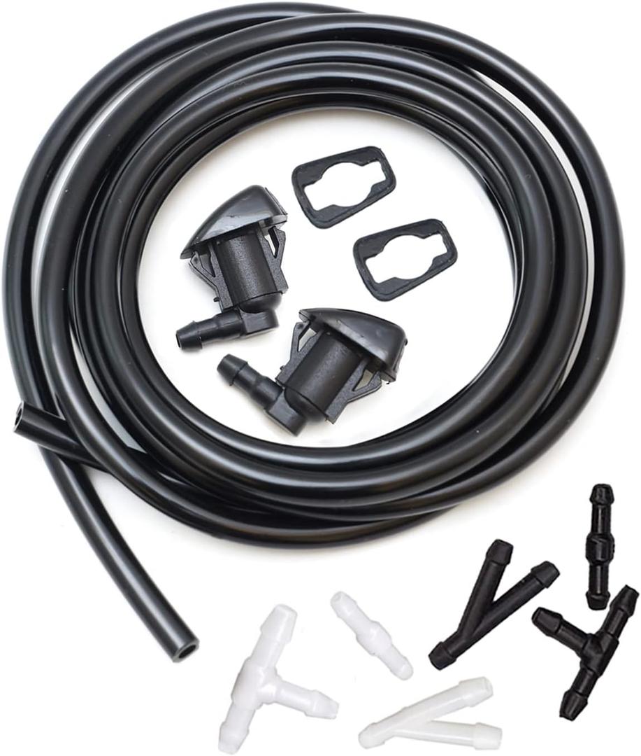 Front Windshield Washer Nozzles kit for 04-10 Toyota Sienna 05-12 Toyota Corolla 04-08 Toyota Solara 00-05 Toyota Tundra Replaces 85381-AE020 Wiper Spray Washer Jet with 3M Fluid Hose & 6 Connectors