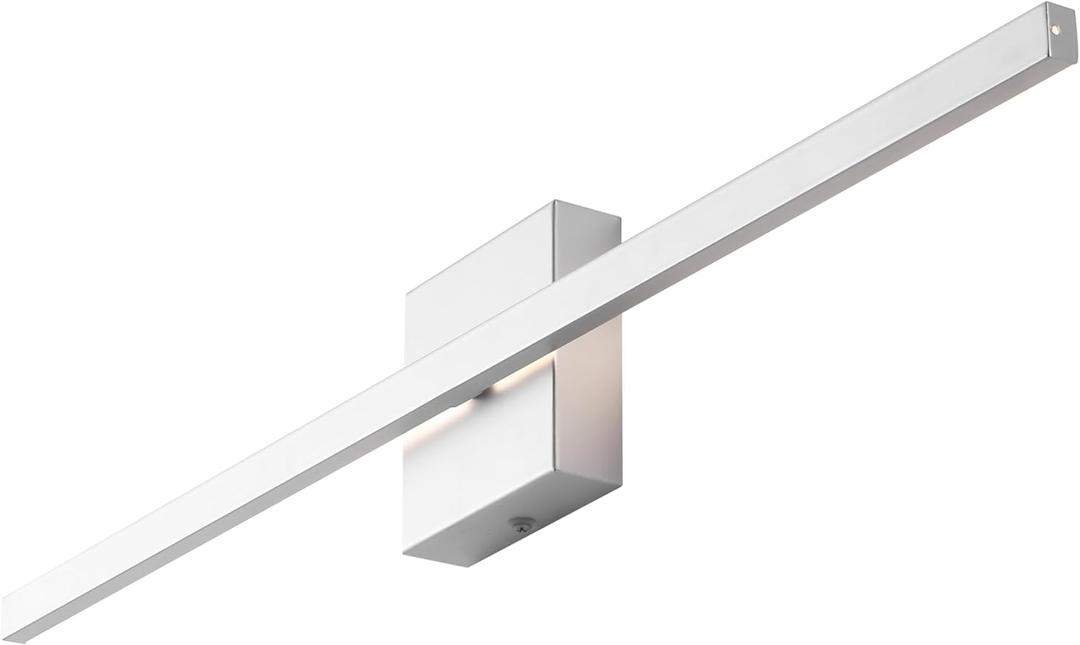 JONATHAN Y JYL7145D Vara 28" Modern Minimalist Indoor/Outdoor Metal 350-Degree Rotatable Dimmable Integrated LED Wall Sconce, Silver for Bedroom, Living Room, Kitchen, Home Office, Kids Room, Silver