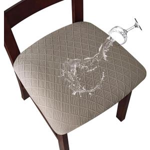 Genina Waterproof Seat Covers for Dining Room Chairs Covers Dining Chair Cover Kitchen Chair Covers (Taupe, 2 Pcs)