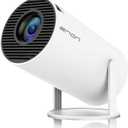 HY300 Mini Portable Projector, Support 4K 1080P with DualBand WIFI6 5G Wireless 5.0 Bluetooth Android 11, 180° Rotatable, Auto Keystone Correction, 35"130" Screen Video Projector
