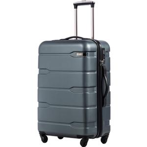 Coolife Luggage Suitcase PC+ABS Spinner Built-In TSA Lock 20in 24in 28in Carry on (Teal., M(24in).)