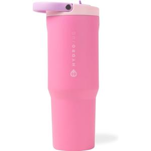 HydroJug Sport - Stainless Steel Tumbler with Straw, Vacuum Insulated, 32oz Leakproof Water Bottle, Ergonomic Design, Reusable, Dishwasher Safe, Rubber Base, Durable for Gym or Outdoors, Pink Sugar