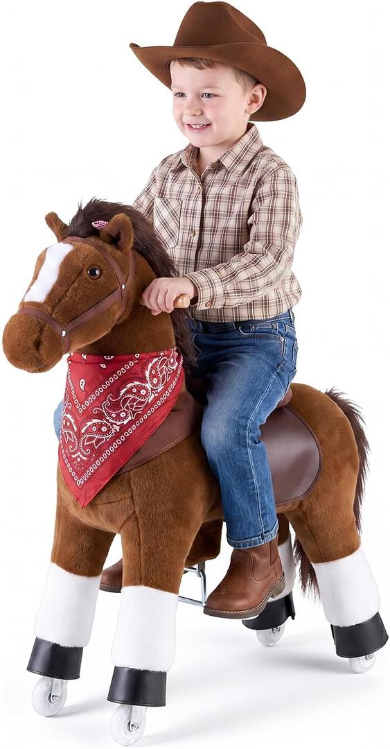 VEVOR Ride On Horse, Riding Pony Toys for Kids, No Battery Required, Smooth Wheels with Anti-Roll Stop Ring, Upgraded Raised Seat, Handles, Sturdy Pedals, 176 lbs Max Load Capacity for Ages 6+