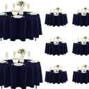 Fitable 8 Pack Round Tablecloths: Stain Resistant Wrinkle Free Circle Table Clothes, Washable Reusable Polyester Table Covers for Wedding Party Birthday Banquet Reception(Navy, 84 Inch)