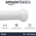 Amazon Basics No Drilling Spring Tension Curtain Rod, Easy to Install, Adjustable 54-90" Width, Sturdy, White, Classic Finial