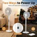 Floor Fan,Pedestal Fan,Ultra Slim 2-in-1 Desk Fan, USB C Powered Charge,Compatible with Power Bank,Stand Fan with Remote,Adjustable Portable Fan for Bedroom, Office, RV, Camping,Indoor/Outdoor (WHITE), Medium