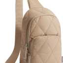 G4Free Sling Bag for Women, Casual Quilted Puffer Crossbody Purse Lightweight Fanny Packs for Daily Travel Work (Khaki)