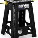 Delxo 17.5 Inch Folding Step Stool, Foldable Stool for Adults with Safety Lock, Portable Collapsible Plastic Step Stool, Non Slip Folding Stools for Kitchen Bathroom Bedroom Up to 400LBS,(Black 1PC)