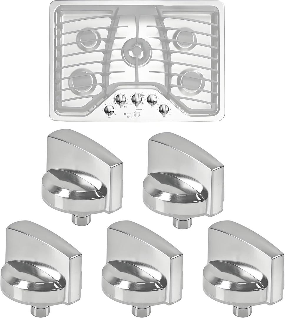 WB03X25796 Gas Cooktop Knob Fits for GE Stove Knobs, Fit Model PGP953SET1SS PGP986SET1SS PGP976SET2SS PGP959SET4SS - Replaces WB03T10326 AP5986232 PS11721433 4362262 Burner Range Knob - 5-Pack