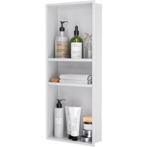Stainless Steel Shower Niche 12" x 30", 3-Tier Shower Niches No Tile Needed, Recessed Niche for Shower Wall, Shower Niche Shelf for Bathroom Storage, White