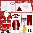 JONRRYIN Santa Claus Costume for Men, 15Pcs Deluxe Santa Claus Outfit Adults Men Set Professional Christmas Clause Suit Adult (XXXL)