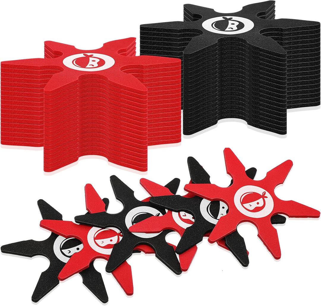 CHENGU 36 Pcs Ninja Foam Star Toys Small Throwing Foam Stars Ninja Party Favors for Teens Party Activities Halloween Cosplay Supplies, 4 Inch, 2 Colors