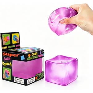 Relief High Density Ice Squeeze Ball, Ice Cube SqueezeToy,Adults Sensory Fidget for Stress Relief,Focus (Purple)