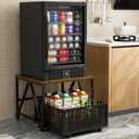 Urban Deco Mini Fridge Stand with Storage,Heavy Duty Fridge Cart with Drawer Basket,Mini Refrigerator Table for 220LBS,Mobile Fridge Stand with Swivel Wheels for Dorm,Home,Brown(Frame with Wheels), Brown-WW