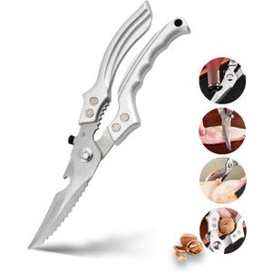 XQASIEO Heavy-Duty Stainless Steel Kitchen Scissors, All-Purpose Poultry Meat and Chicken Bone Cutting Shears