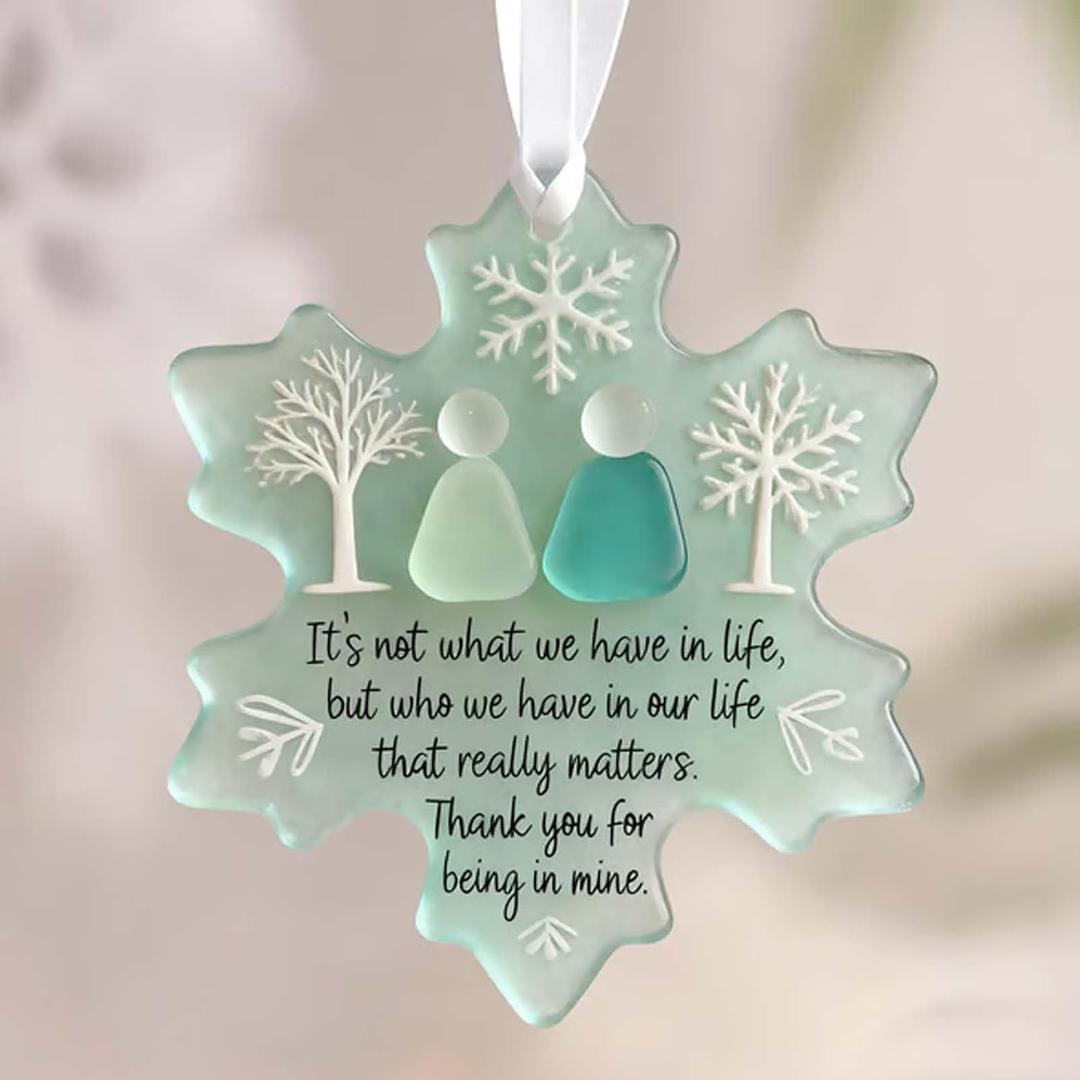 Sea Glass Decor,Snowflake Shaped Seaglass Friendship Decor,Friendship Snowflake Ornaments,Handcrafted Sea Glass Ornament Gifts(1)