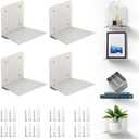 Eapele Floating Book Shelves for Wall, Steel Constructed Hidden Bookshelf with Mounting Hardware (Grey, 4pcs) (Irregular square 4pcs)