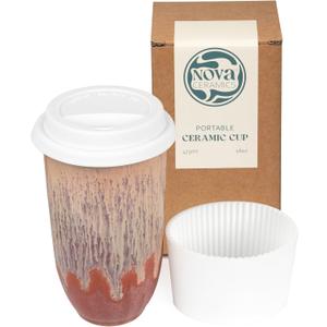 NOVA CERAMICS Travel Coffee Cup Travel Coffee Tumbler  On the Go Coffee Mug  Microwave & Dishwasher Safe Green CoffeeTumbler - Gifts For Women Men Him Her  16oz  Jupiter