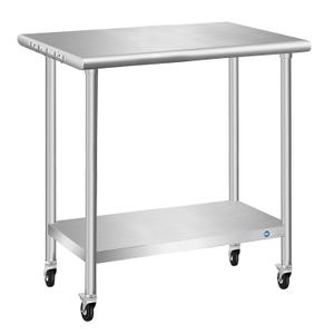 Stainless Steel Table with Wheels, Stainless Table for Prep & Work, 30 x 18 x 35Inch Commercial NSF Steel Metal Table for Restaurant Kitchen Hotel Garage