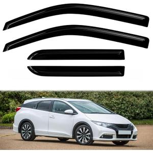 4PC Rain Guards for 2012-2015 Honda Civic Sedan Window Visors for 12-15 Civic w/ 4 Doors Models Only Deflectors Sun Shades Vent Tape On Out Channel