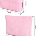 SOIDRAM 2 Pieces Makeup Bag Large Corduroy Cosmetic Bag Capacity Canvas Mix Travel Toiletry Bag Organizer Cute Makeup Brushes Aesthetic Accessories Storage Bag for Women,Corduroy Mix Hot Pink