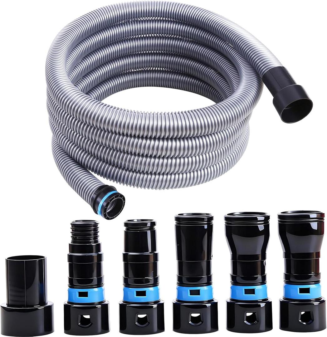 16FT Shop Vac Hose Extension Kit, Dust Collection Hose Kit With 6 Adapter For Home&Shop Vacuums System, Compatible With All Major Household Vacuum Cleaner Brands Woodworking Power Tools And Sanders