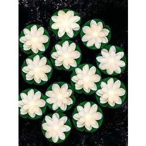 Hortsun 12 Pcs Floating Lotus Lights with Batteries Lily Pads Pool Flowers Floating Candles Decor Artificial Pond Plants Decorations for Pool Pond Outdoor Indoor (White,5.91 Inch)