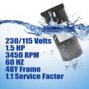ASQ165 EUSQ1152 USQ1152 Square Flange Pool Motor, 1.5HP Pool Pump Motor Replacement for A. O. Smith, 48Y Frame, 3450 RPM