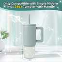 2 x Silicone Boot Compatible with Sinple Midern 24/30/40 oz Tumbler with Handle/Trek Pivot, Protective Anti-Scratch Bottle Bottom Sleeve Cover Compatible with Sinple Midern Tumbler (Bling Sea Glass Sage)