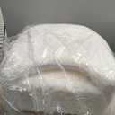 GREENSTELL Small Vanity Stool Chair with Storage and Folding Back, 13.4" x 15" x 30" Square Faux Fur Soft Ottoman, 4 Metal Legs with Anti-Slip Feet, Furry Padded Seat for Makeup, Bedroom, White