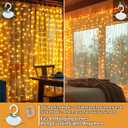 HXWEIYE 300LED Fairy Curtain Lights, 9.8x9.8Ft USB Plug-in 8 Modes Christmas String Hanging Lights with Remote for Bedroom Backdrop Wedding Indoor Wall Decor, Warm White, Standard 2 Pack