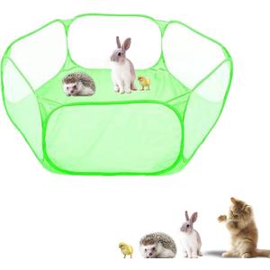 Small Animals Playpen, Portable Pop-up Open Interactive Pet Tent, Indoor Outdoor Fence for Rabbits, Guinea Pig, Hamster, Chinchillas, Kittens, Puppies (Green)